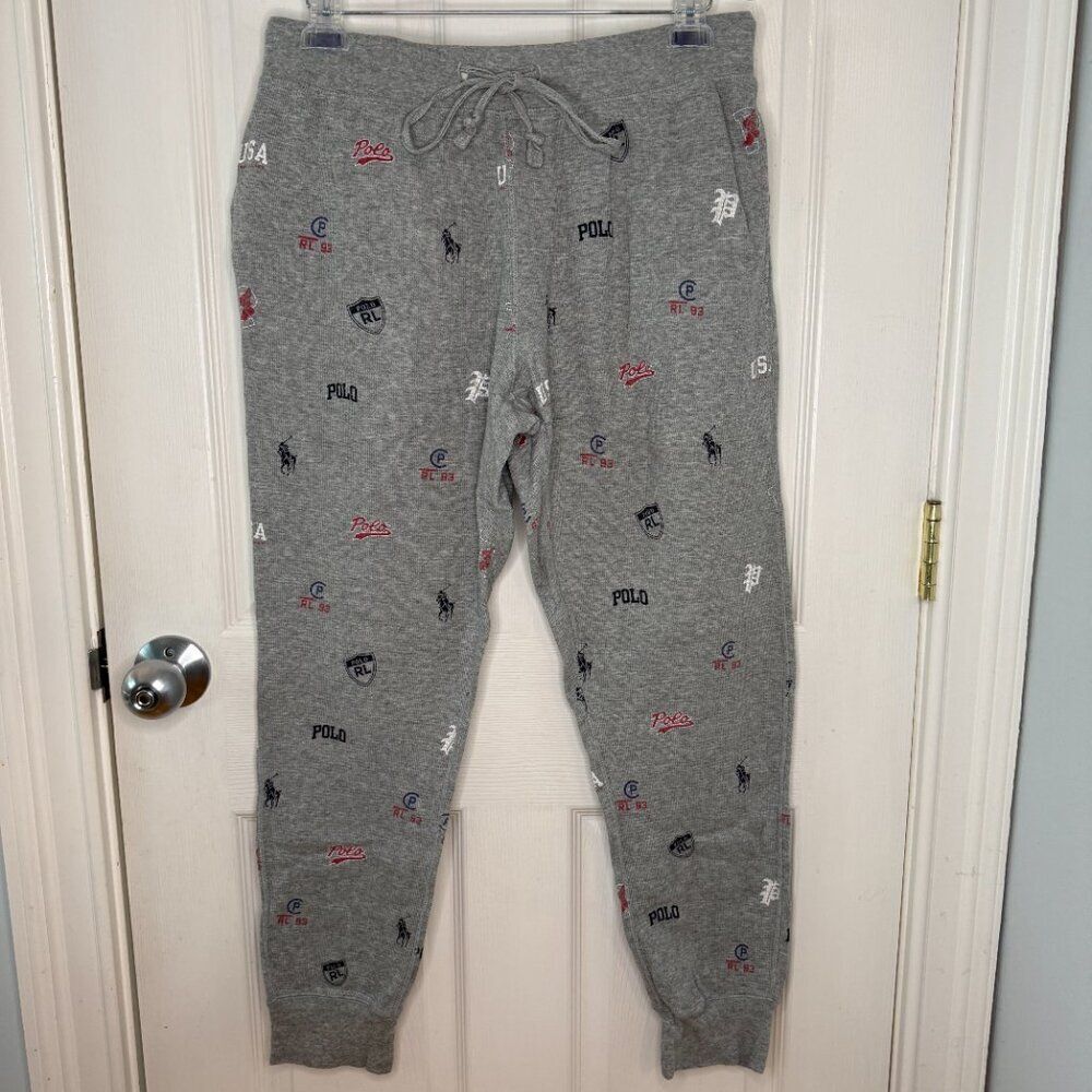 Polo Ralph Lauren Sleepwear Pants Logos All Over Waffle Knit Size Large